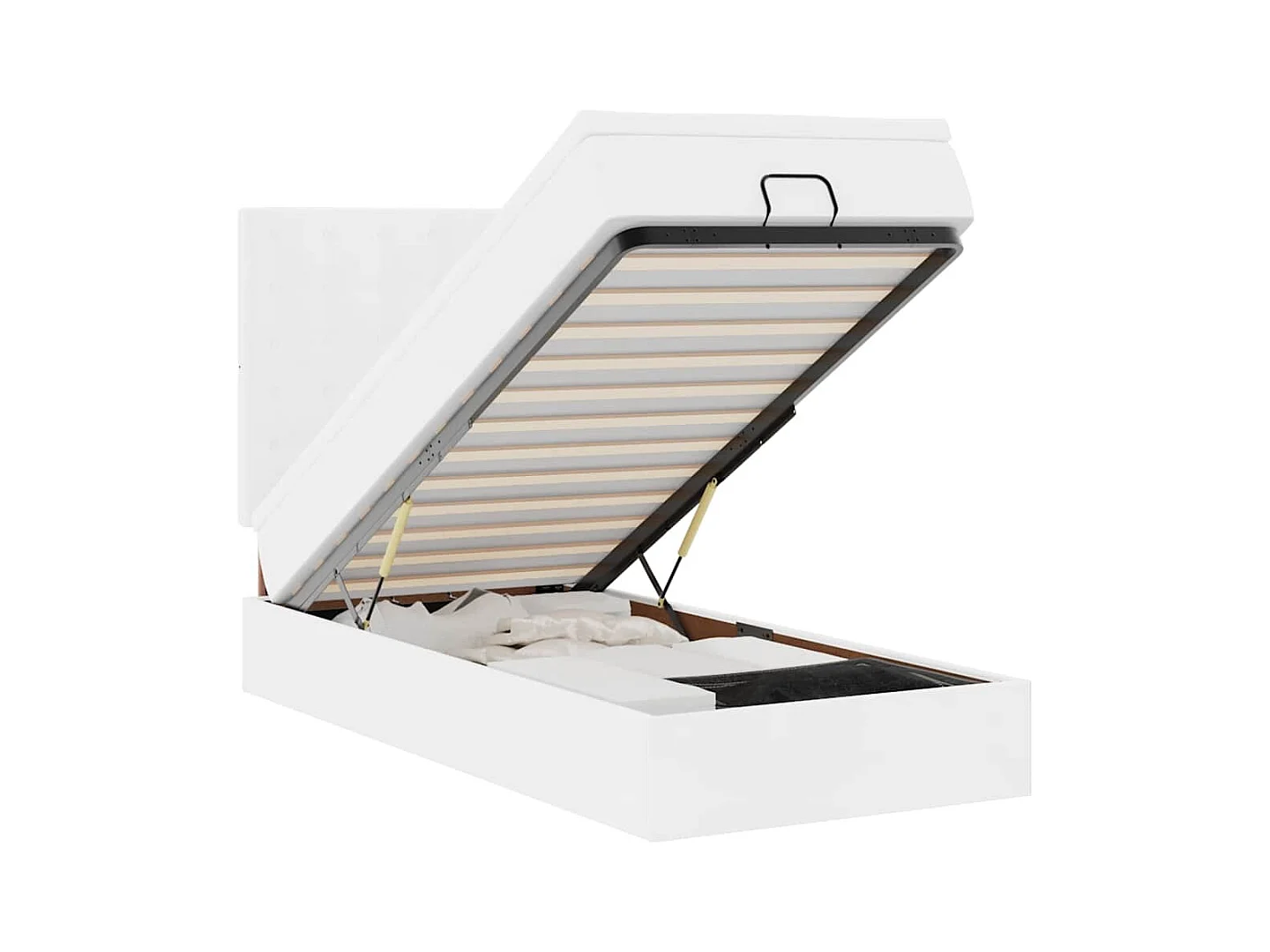 Lit ottoman avec matelas blanc 90x200 cm similicuir