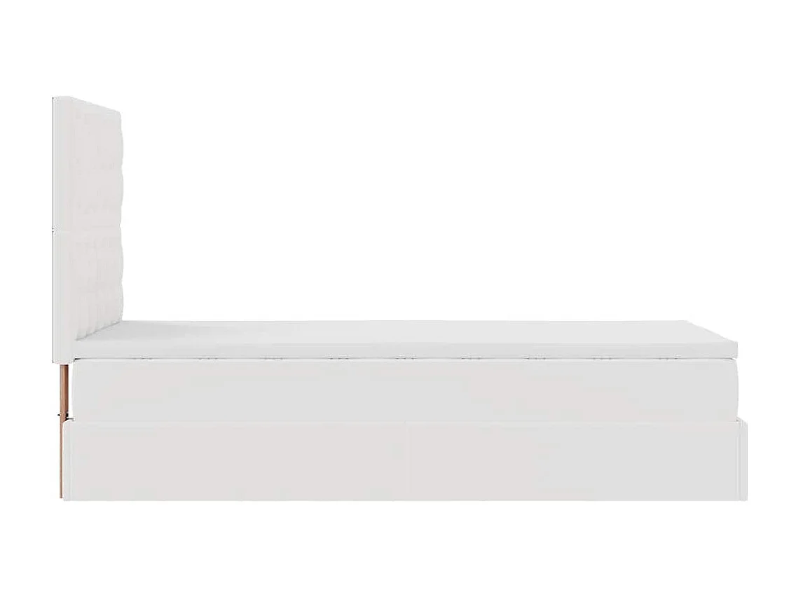Lit ottoman avec matelas blanc 90x200 cm similicuir