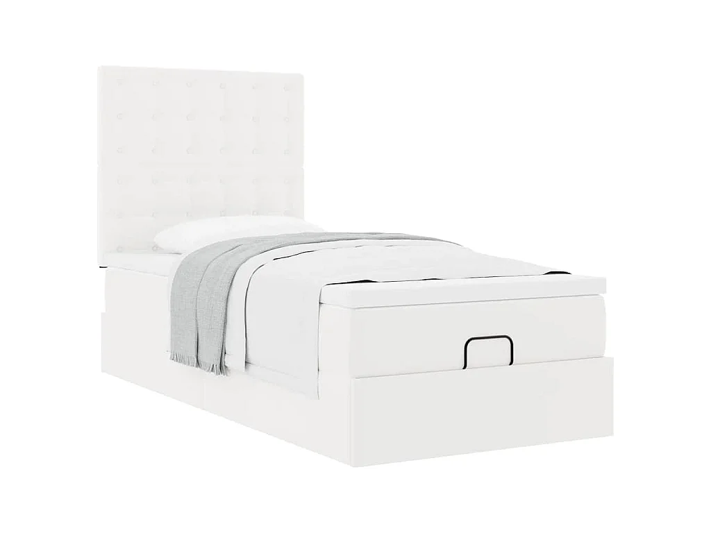 Ottomaanse bed met matras 90x200cm kunstleer wit