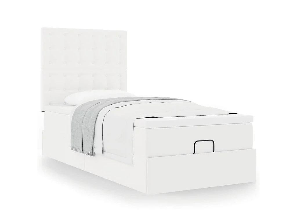 Ottomaanse bed met matras 90x200cm kunstleer wit