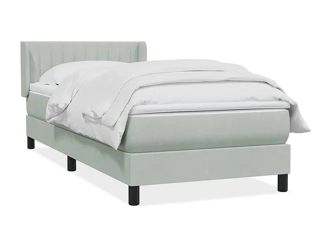 Boxspringbett mit Matratze Hellgrau 90x220 cm Samt