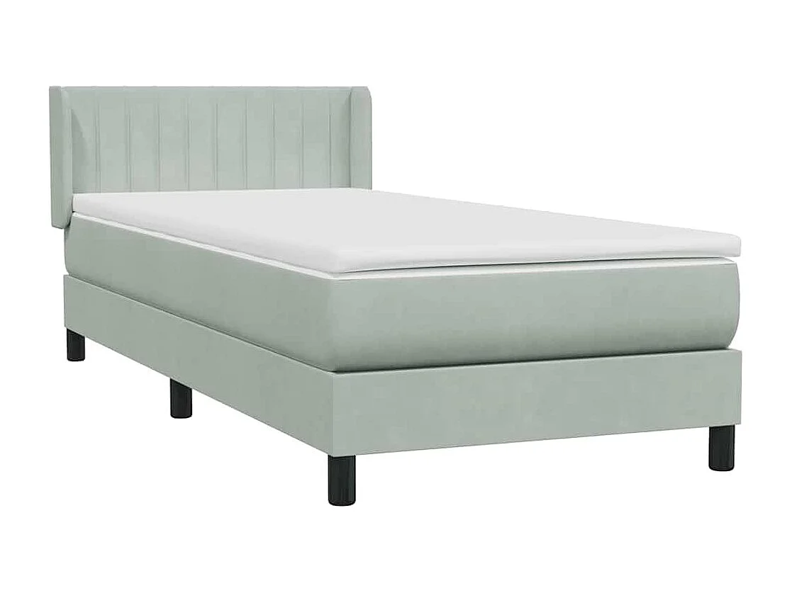 Boxspringbett mit Matratze Hellgrau 90x220 cm Samt