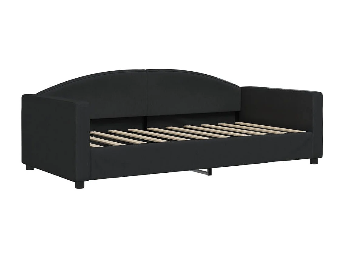 Tagesbett Ausziehbar mit Schubladen Schwarz 90x190 cm Stoff
