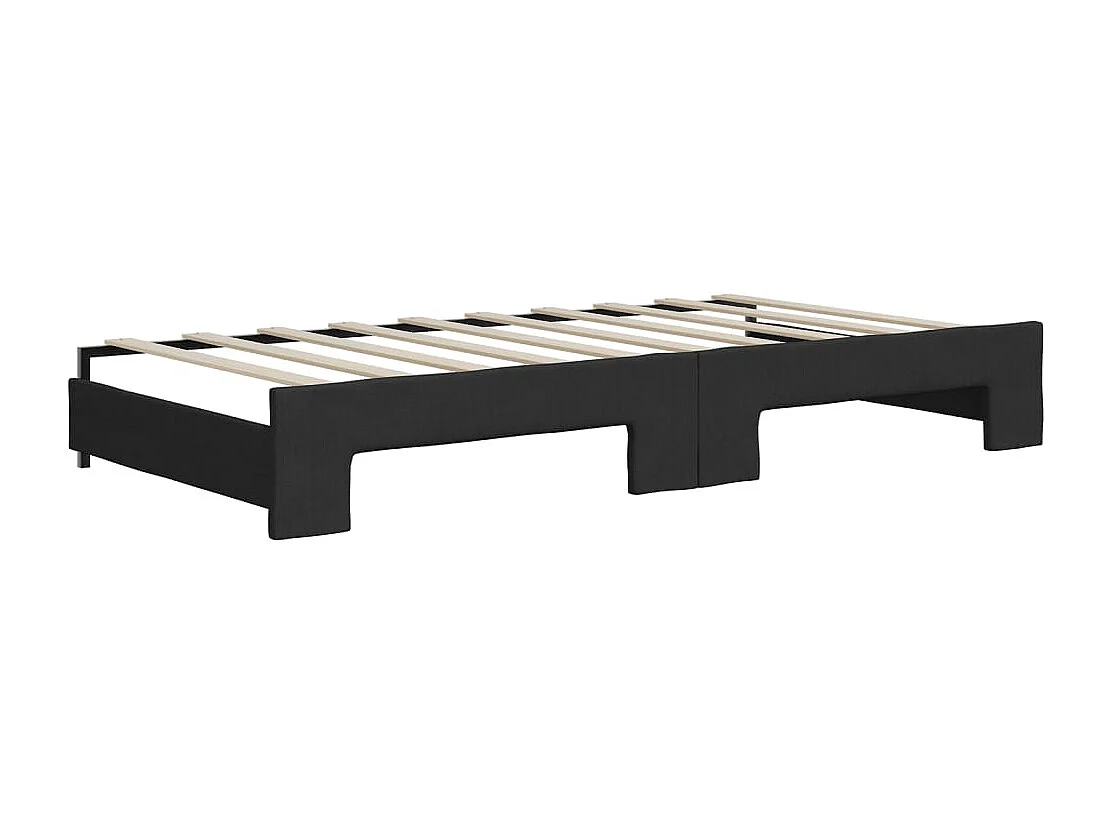 Tagesbett Ausziehbar mit Schubladen Schwarz 90x190 cm Stoff