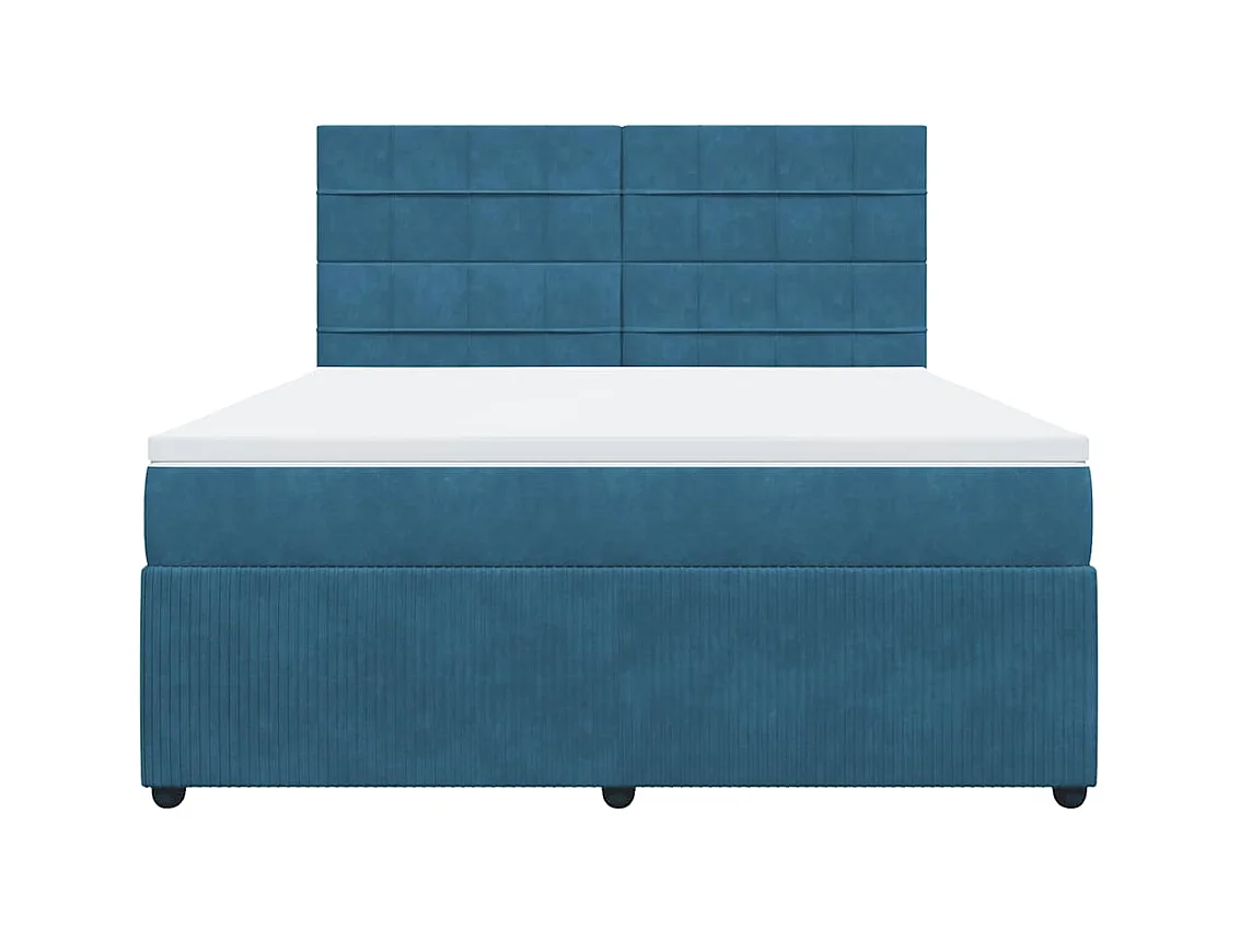 Sommier à lattes de lit et matelas bleu 180x200 cm velours