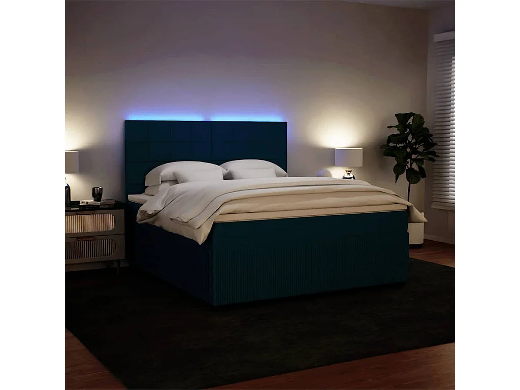 Giroletto a Molle con Materasso Blu 180x200 cm in Velluto