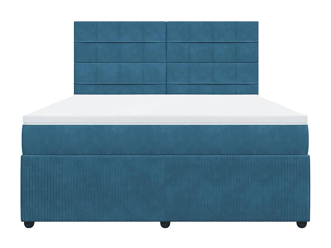 Giroletto a Molle con Materasso Blu 180x200 cm in Velluto