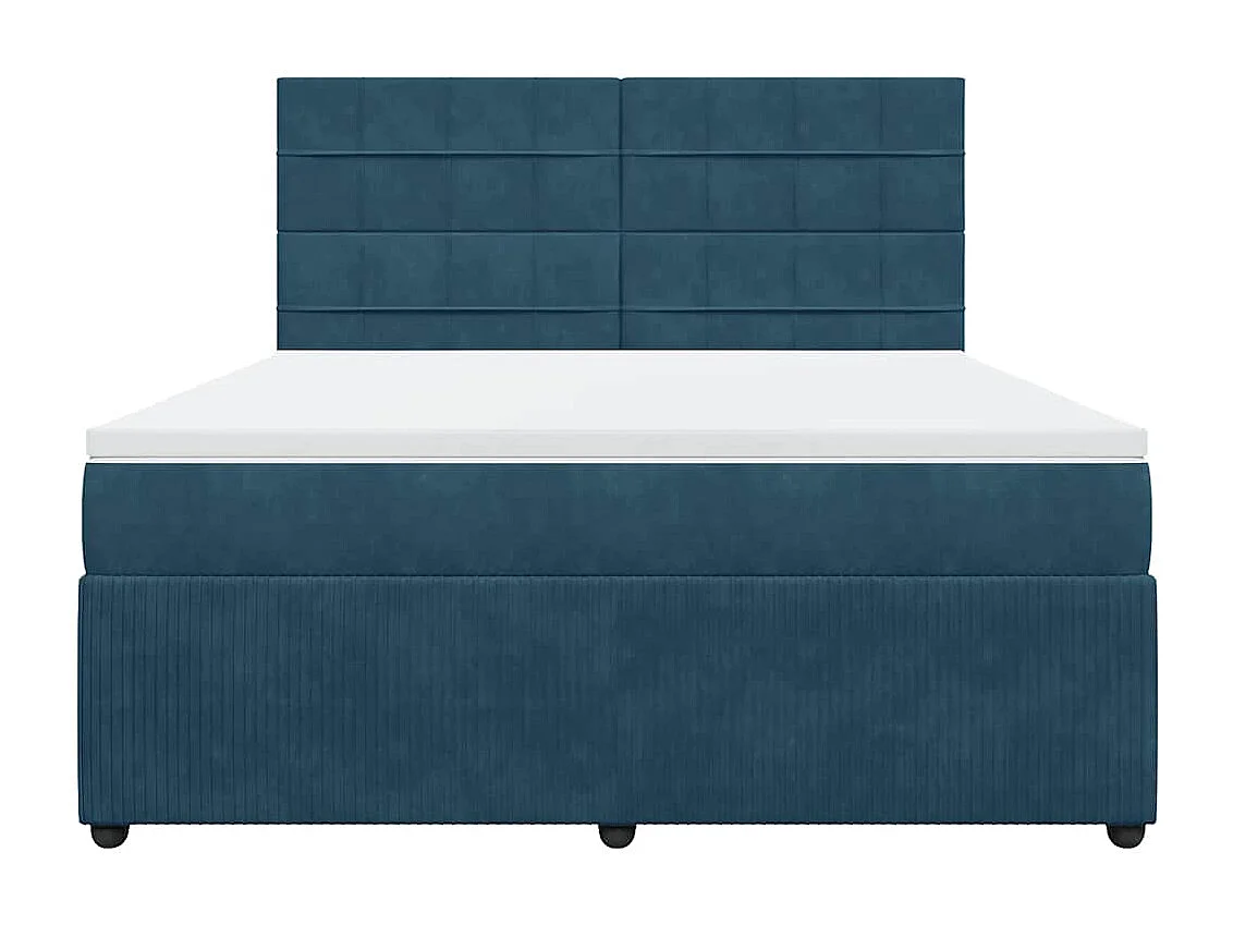 Sommier à lattes de lit et matelas bleu 180x200 cm velours