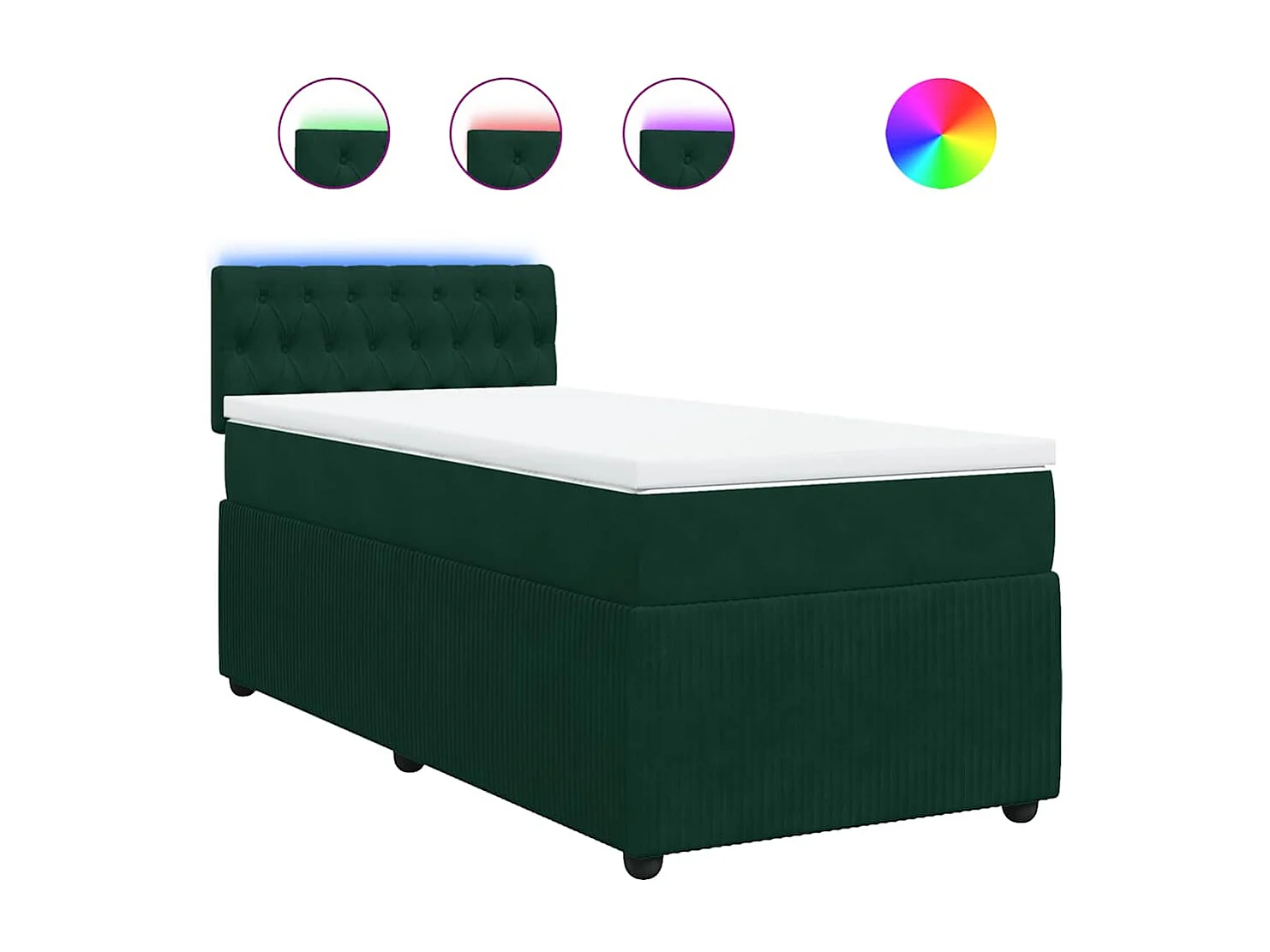 Cama com molas/colchão 90x200 cm veludo verde-escuro