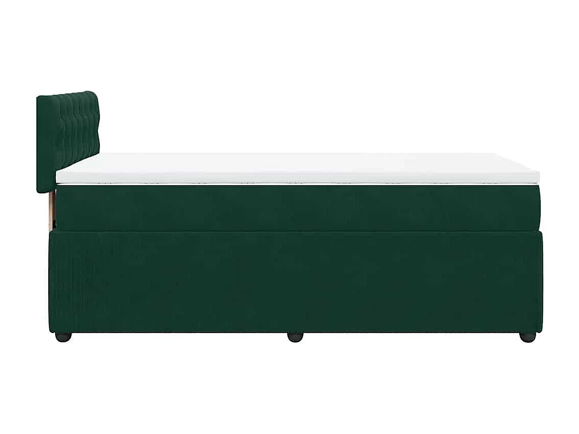 Cama com molas/colchão 90x200 cm veludo verde-escuro