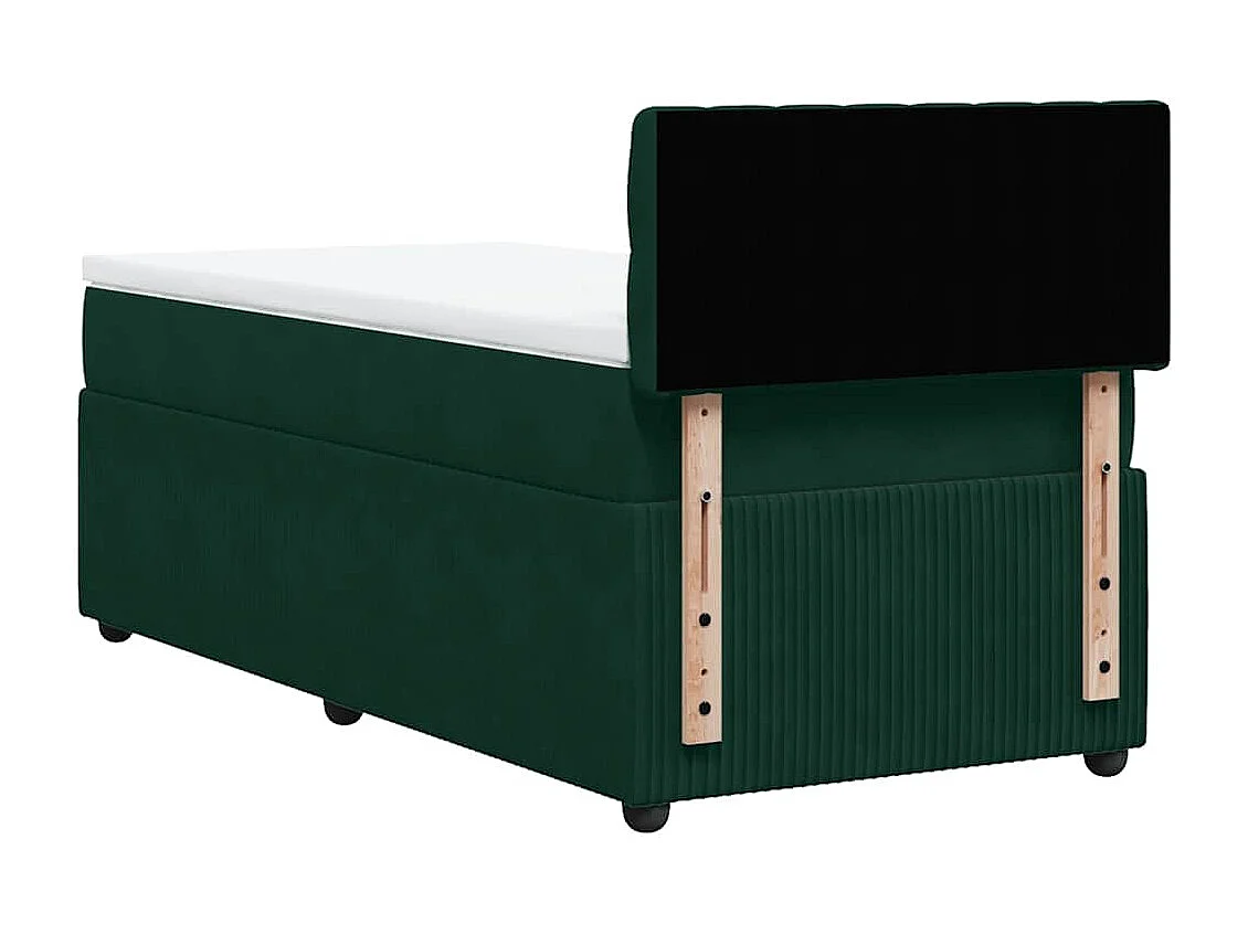 Cama com molas/colchão 90x200 cm veludo verde-escuro