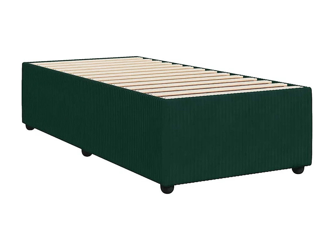 Cama com molas/colchão 90x200 cm veludo verde-escuro
