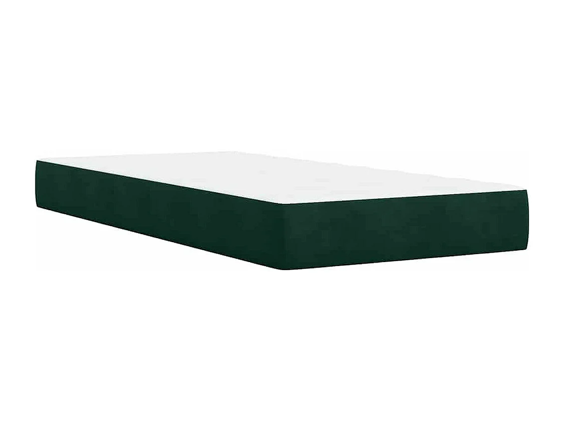 Cama com molas/colchão 90x200 cm veludo verde-escuro
