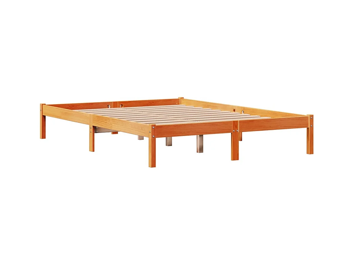 Bettgestell mit Kopfteil ohne Matratze Wachsbraun 140x190 cm