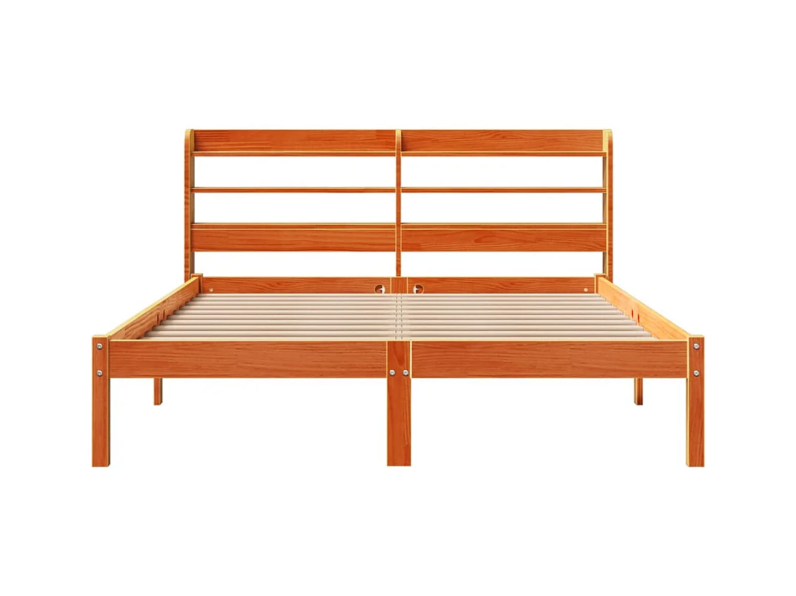 Bettgestell mit Kopfteil ohne Matratze Wachsbraun 140x190 cm