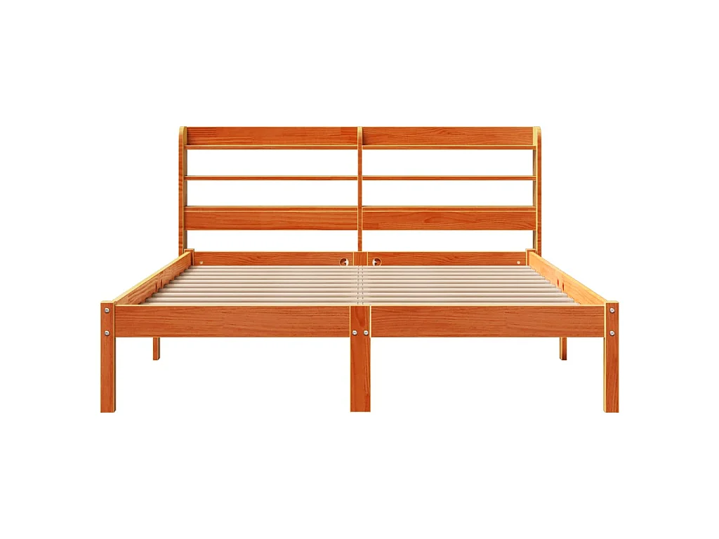 Cadre de lit et tête de lit sans matelas cire marron 140x190 cm