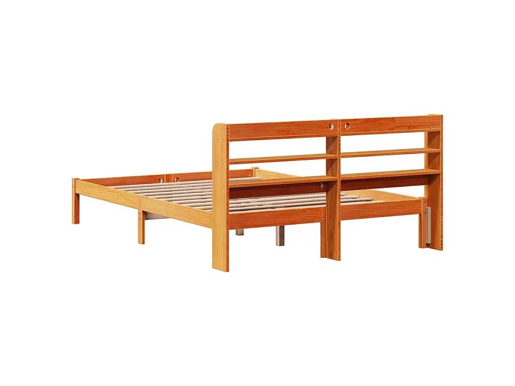 Cadre de lit et tête de lit sans matelas cire marron 140x190 cm