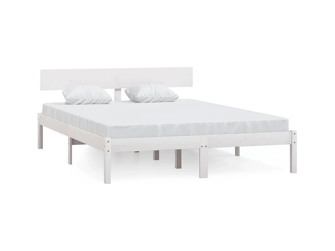 Cadre de lit sans matelas blanc bois massif 160x200 cm