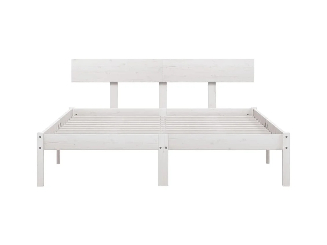 Cadre de lit sans matelas blanc bois massif 160x200 cm