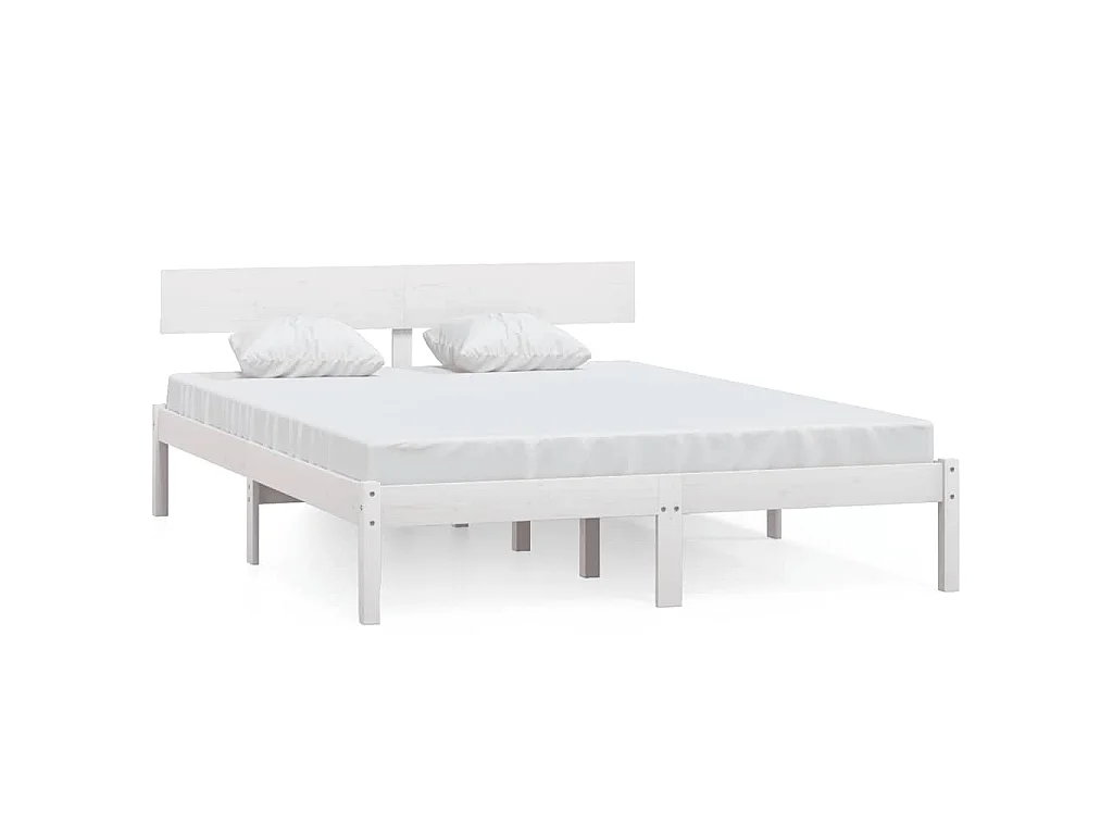Cadre de lit sans matelas blanc bois massif 160x200 cm