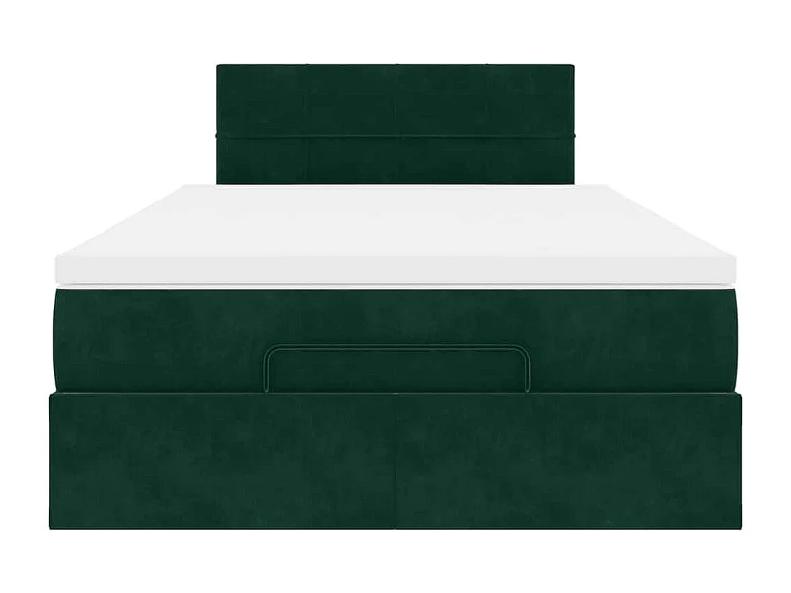 Lit ottoman avec matelas et LED vert foncé 90x200cm velours