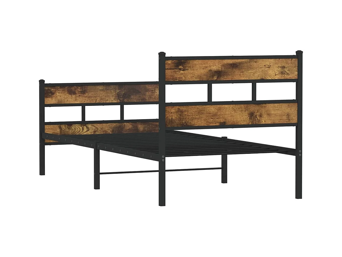 Metallbett ohne Matratze Räuchereiche 100x190 cm