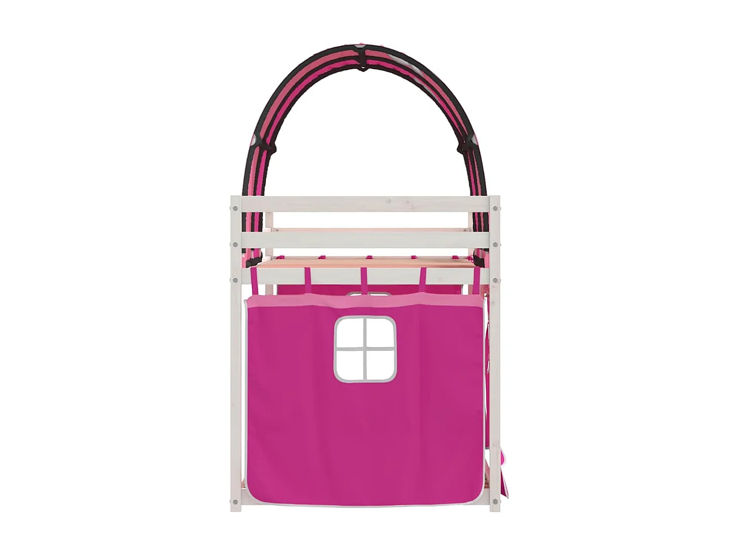 Etagenbett mit Vorhängen Rosa 90x200 cm Massivholz Kiefer