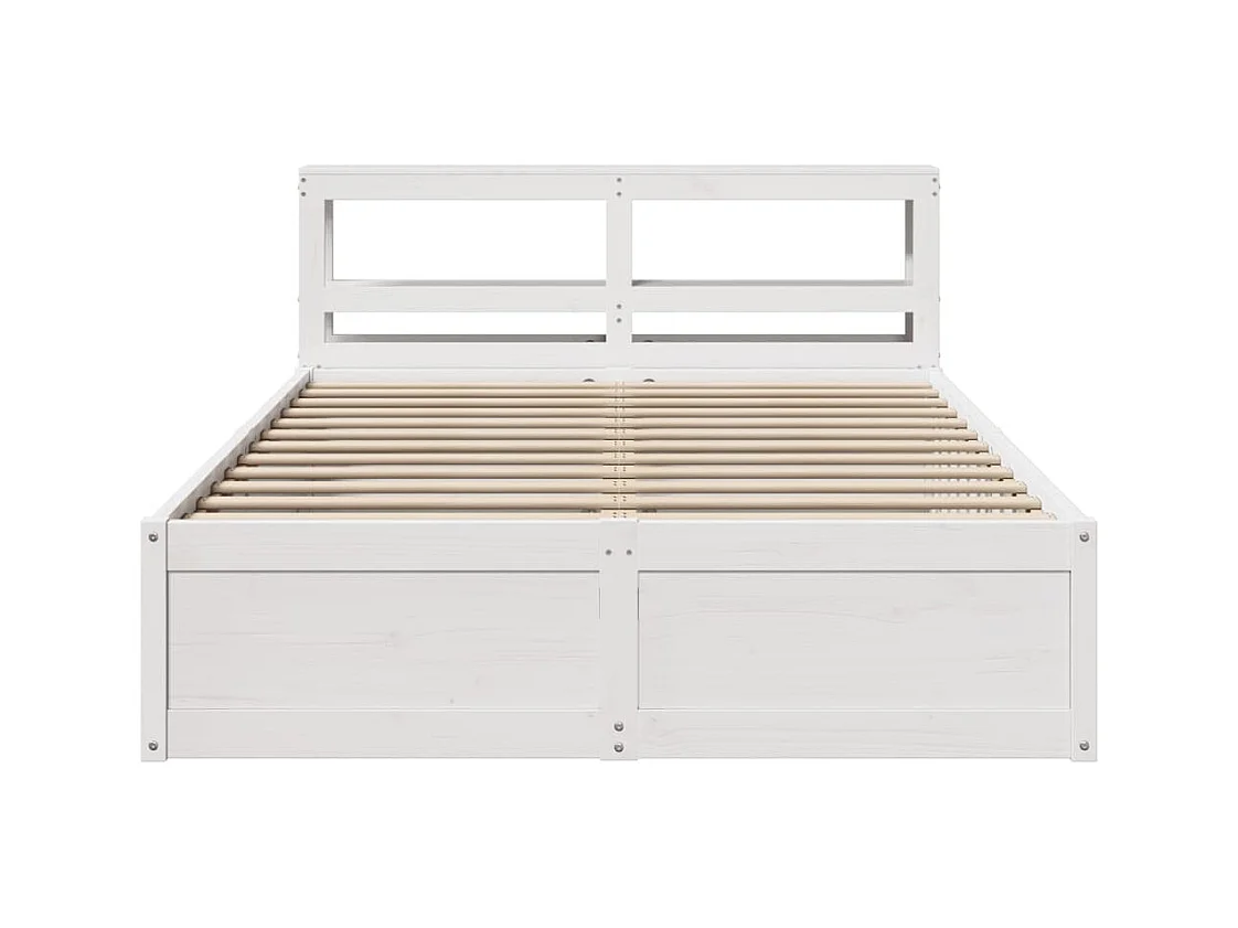 Bedframe met hoofdbord massief grenenhout wit 140x200 cm