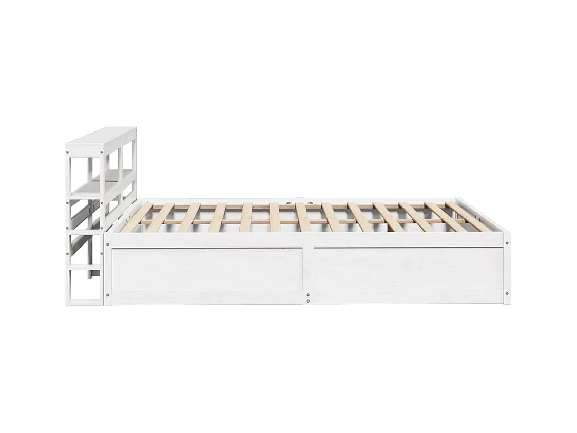 Bedframe met hoofdbord massief grenenhout wit 140x200 cm
