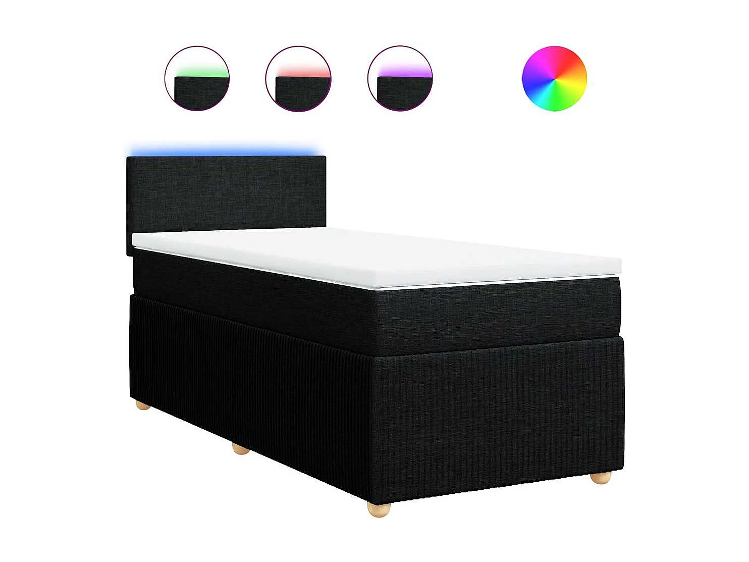 Cama com molas/colchão 90x200 cm tecido preto