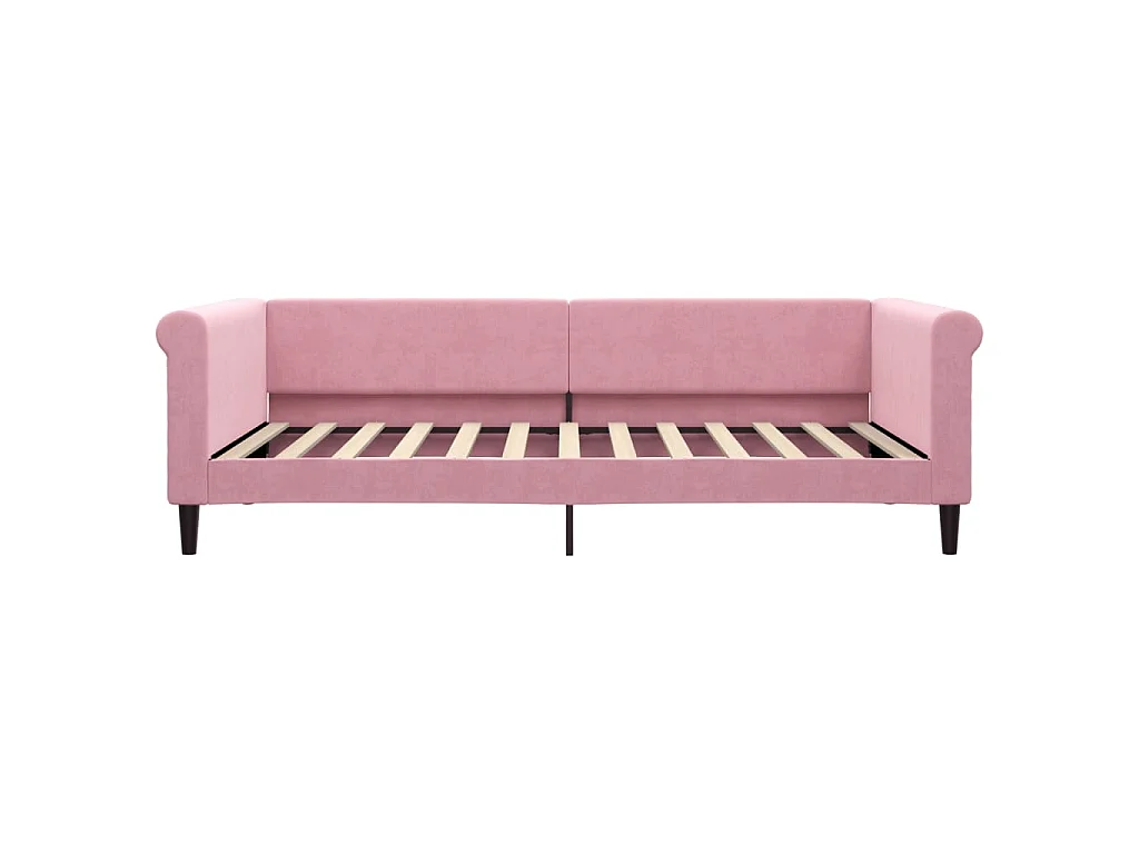 Lit de jour avec matelas rose 100x200 cm velours