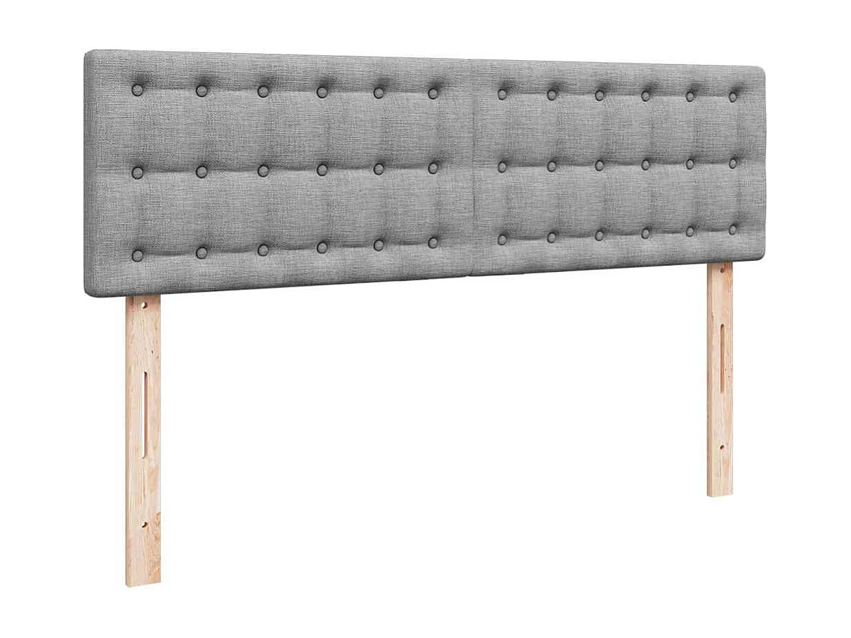 Bed poef met matras en LED's stof 140x190 cm lichtgrijs