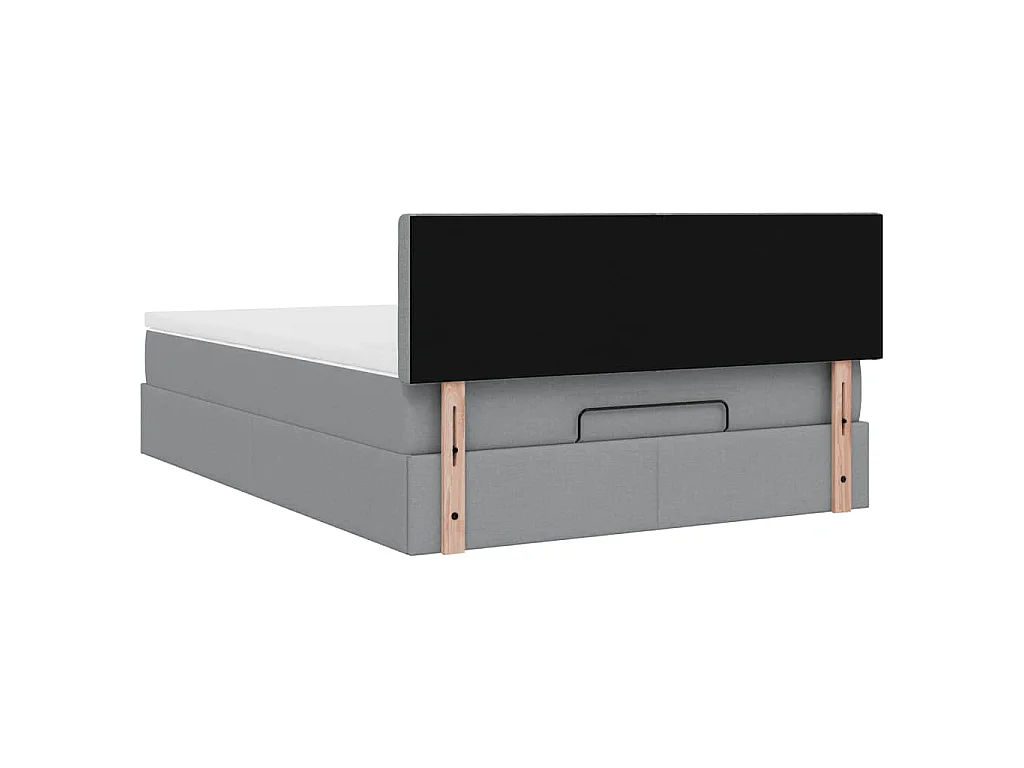 Ottomane Bett mit Matratze & LEDs Hellgrau 140x190 cm Stoff