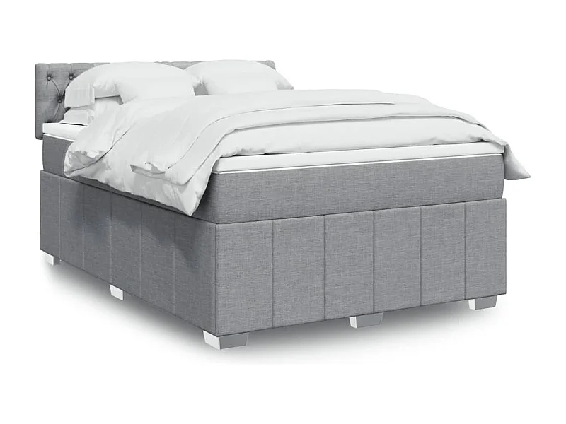Sommier à lattes de lit avec matelas Gris clair 140x190cm Tissu