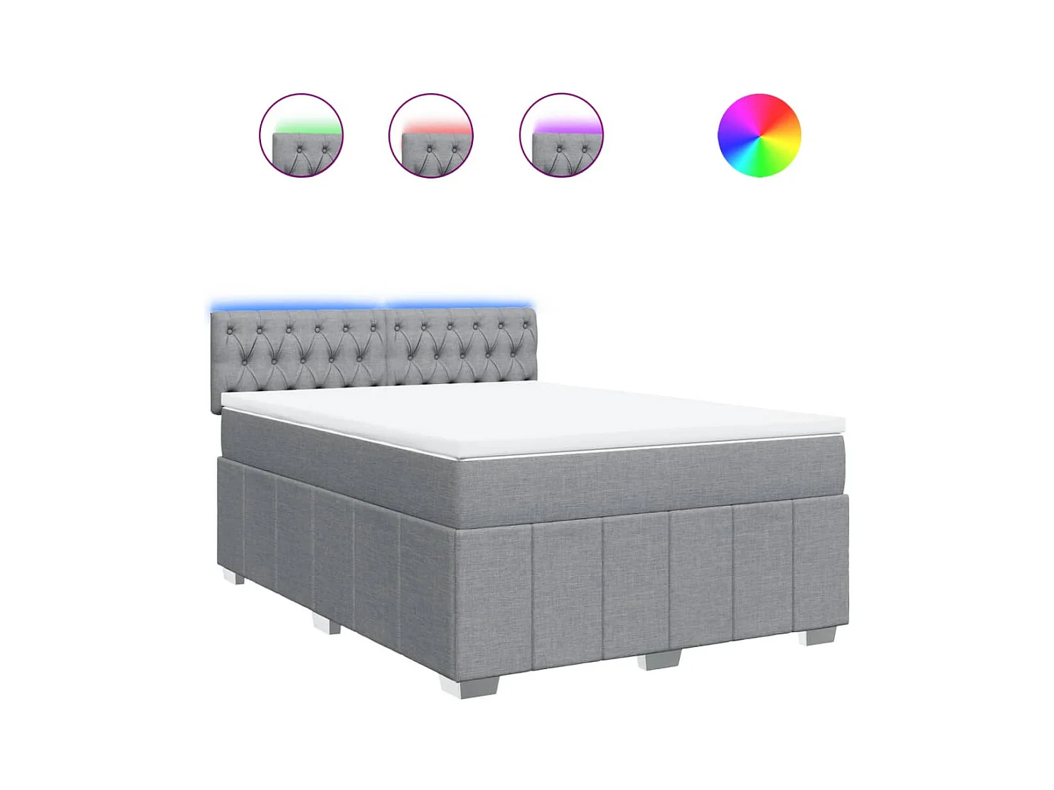 Sommier à lattes de lit avec matelas Gris clair 140x190cm Tissu