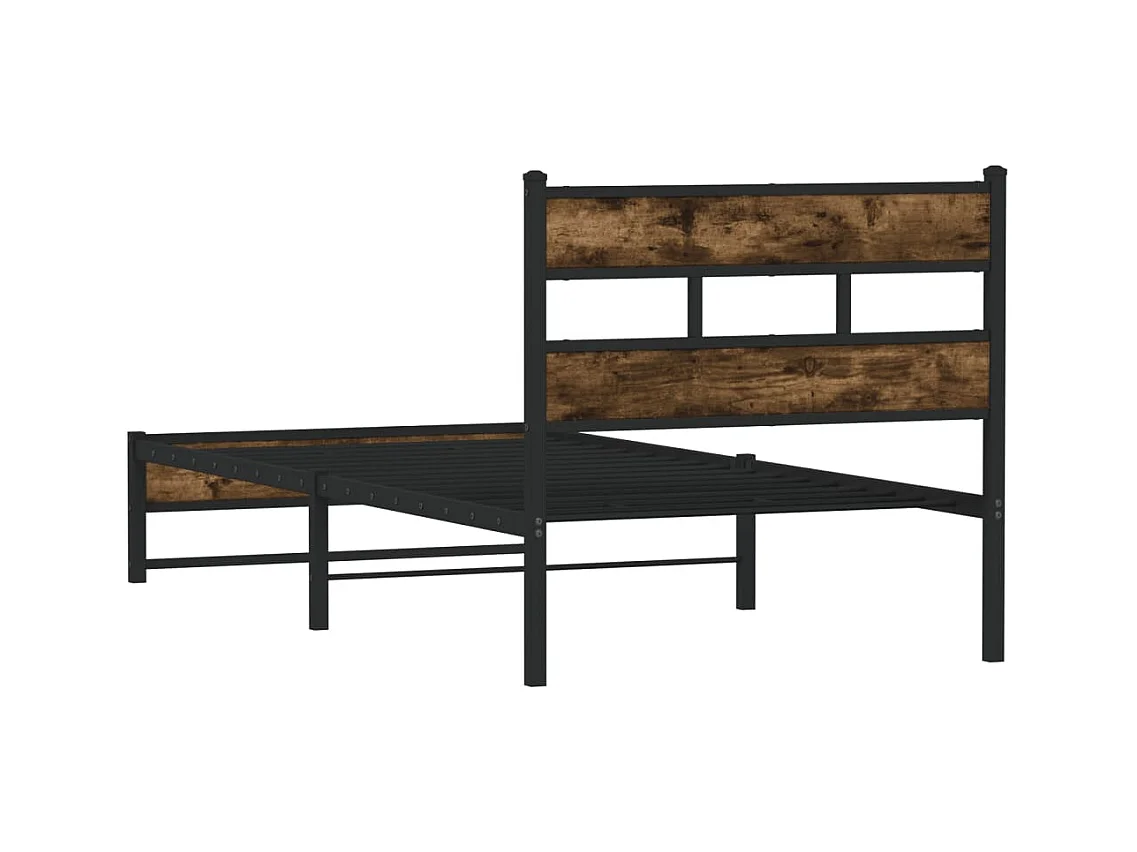 Cadre de lit en métal sans matelas chêne fumé 100x190 cm