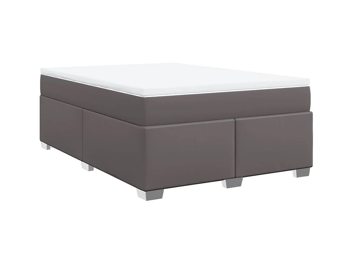 Boxspringbett mit Matratze Grau 160x200 cm Kunstleder