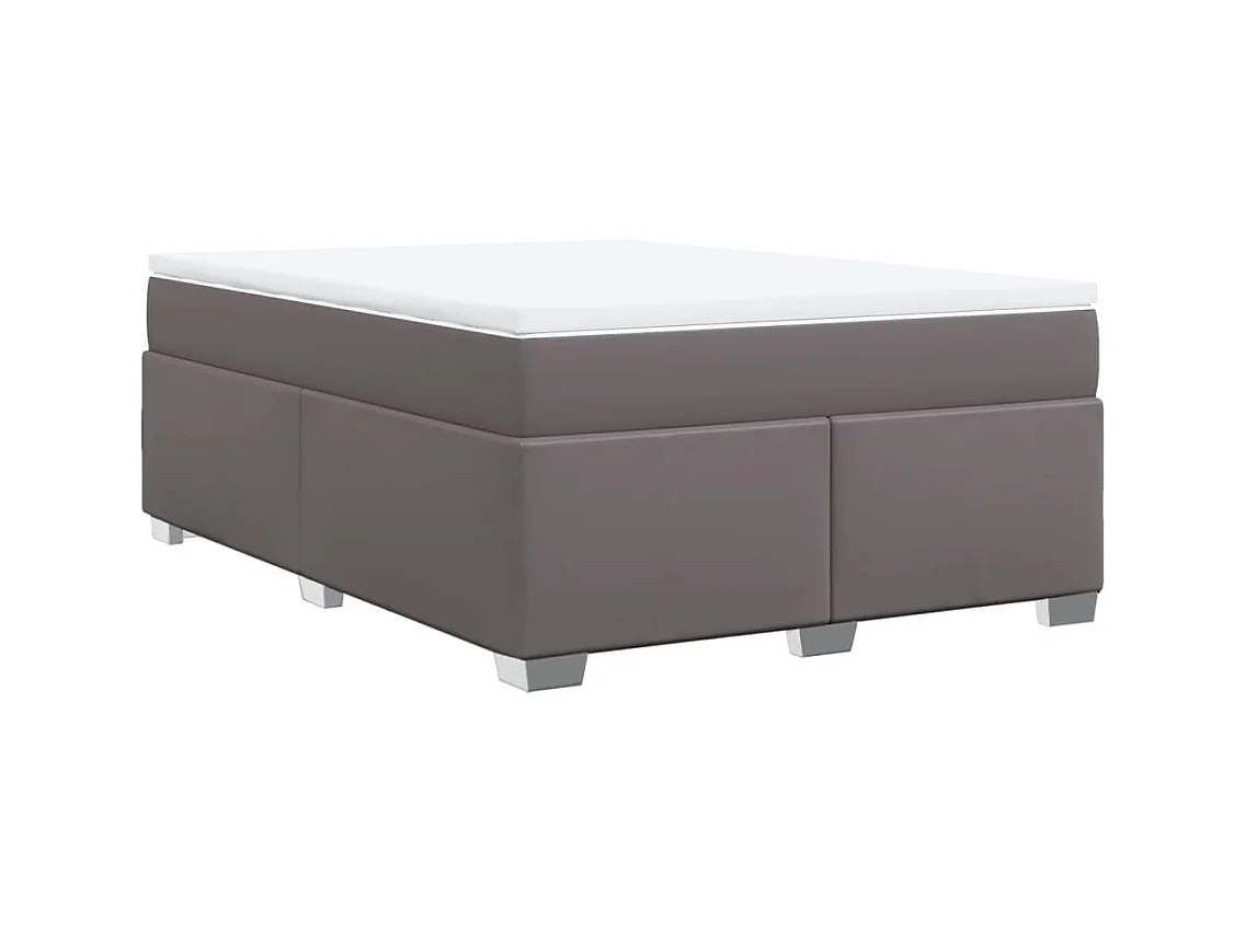 Boxspringbett mit Matratze Grau 160x200 cm Kunstleder