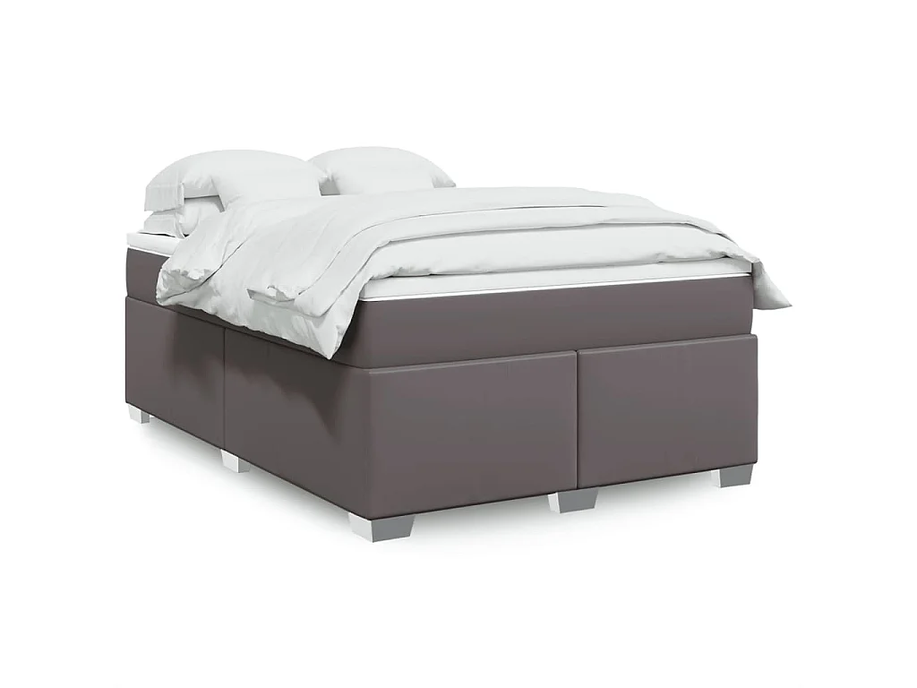 Boxspring met matras kunstleer grijs 160x200 cm