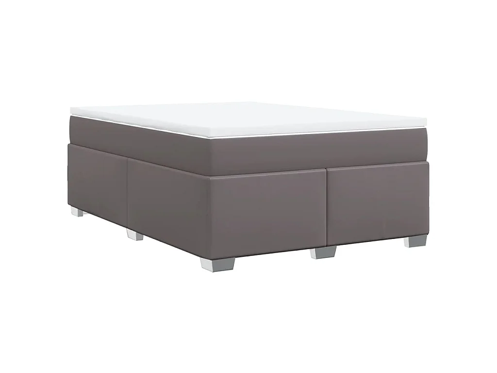 Sommier à lattes de lit avec matelas Gris 160x200 cm Similicuir