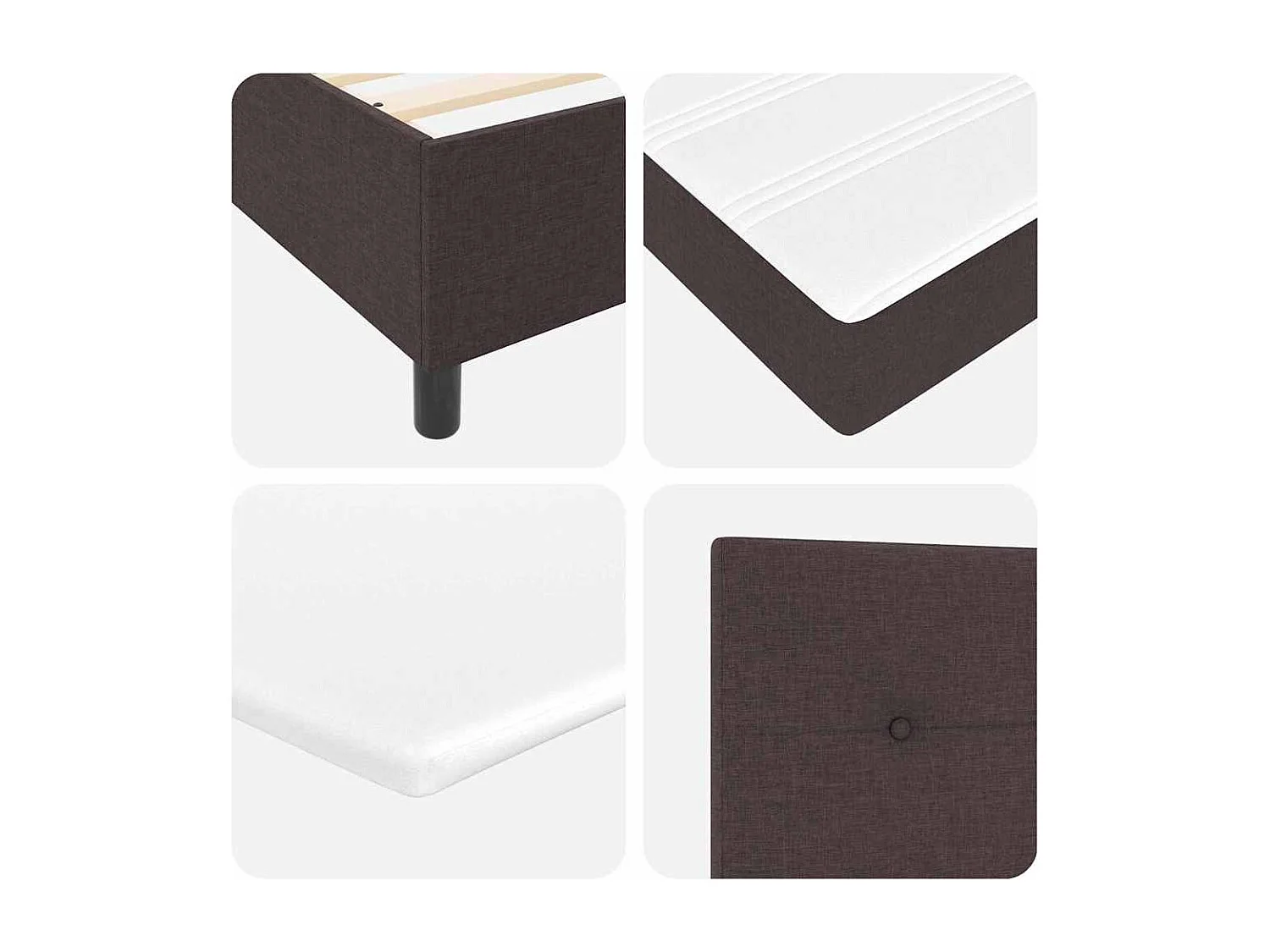 Lit à ressorts avec matelas Marron foncé 140 x 190 cm tissu