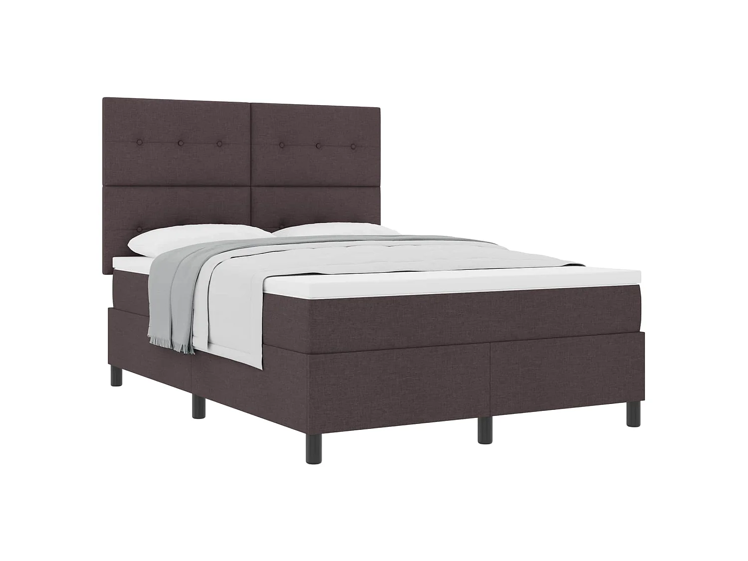 Lit à ressorts avec matelas Marron foncé 140 x 190 cm tissu