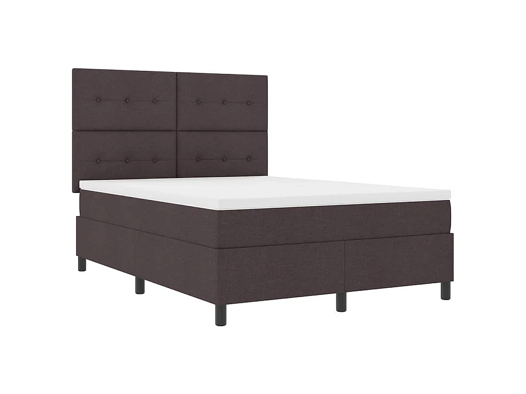 Lit à ressorts avec matelas Marron foncé 140 x 190 cm tissu