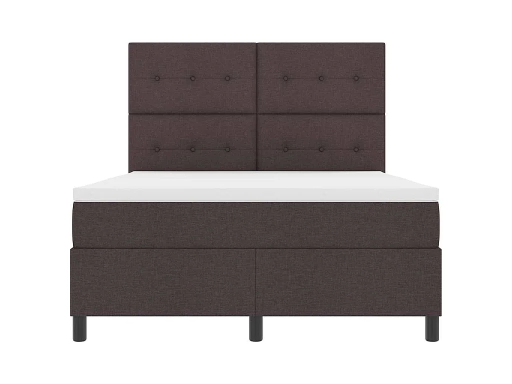 Lit à ressorts avec matelas Marron foncé 140 x 190 cm tissu
