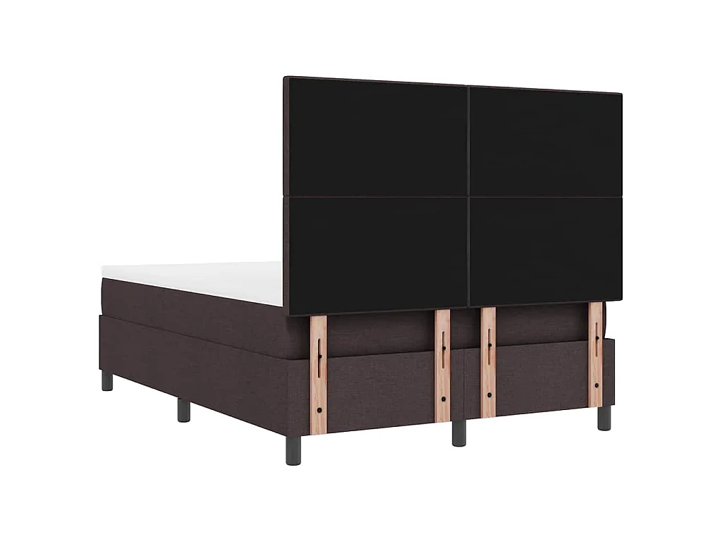 Lit à ressorts avec matelas Marron foncé 140 x 190 cm tissu