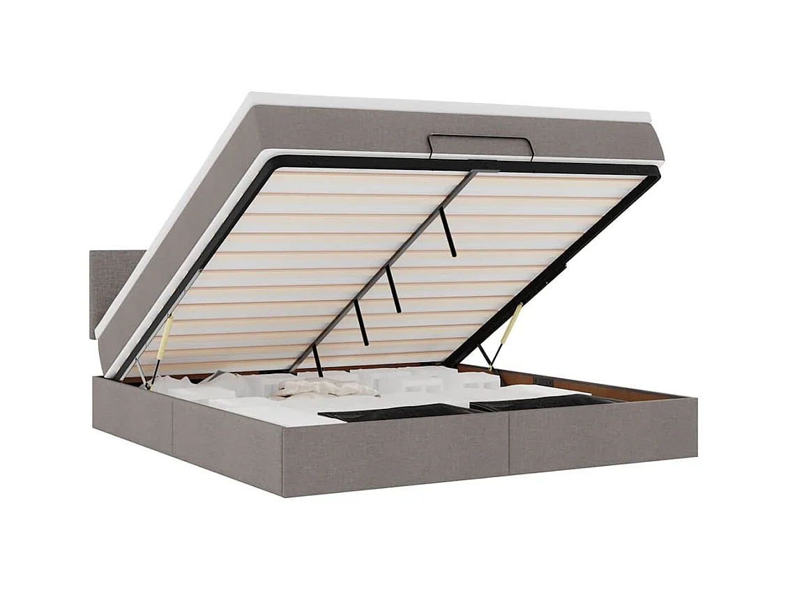 Lit ottoman avec matelas et LED Taupe 180x200cm tissu