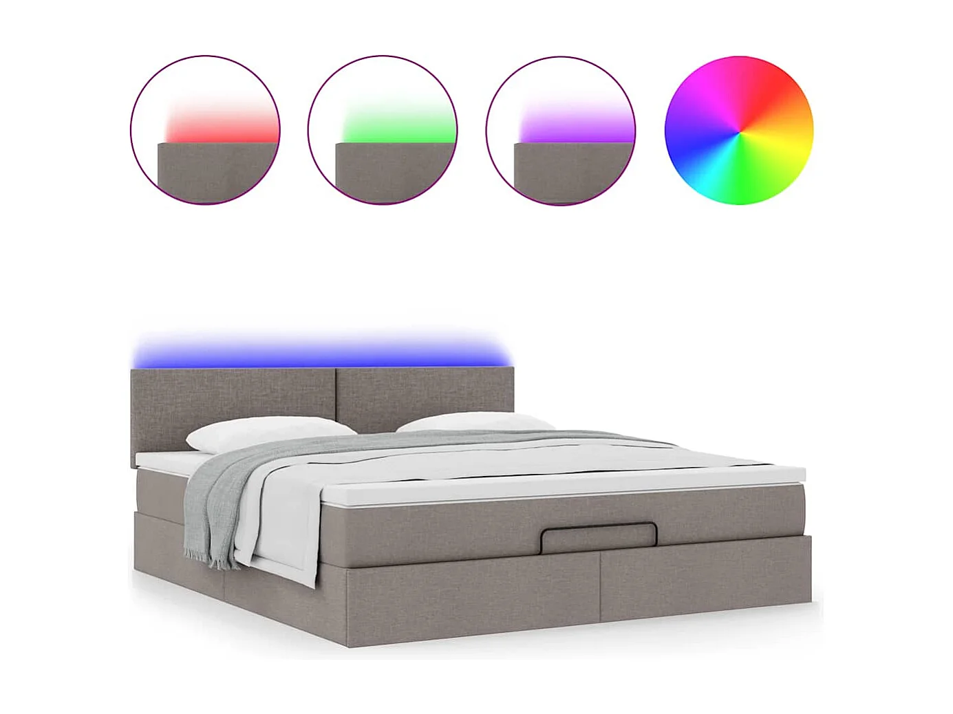 Cama Otomana com colchão & LEDs 180x200cm cinza-acastanhado