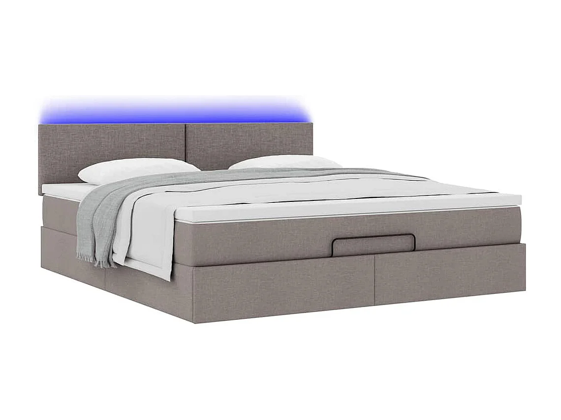 Cama Otomana com colchão & LEDs 180x200cm cinza-acastanhado