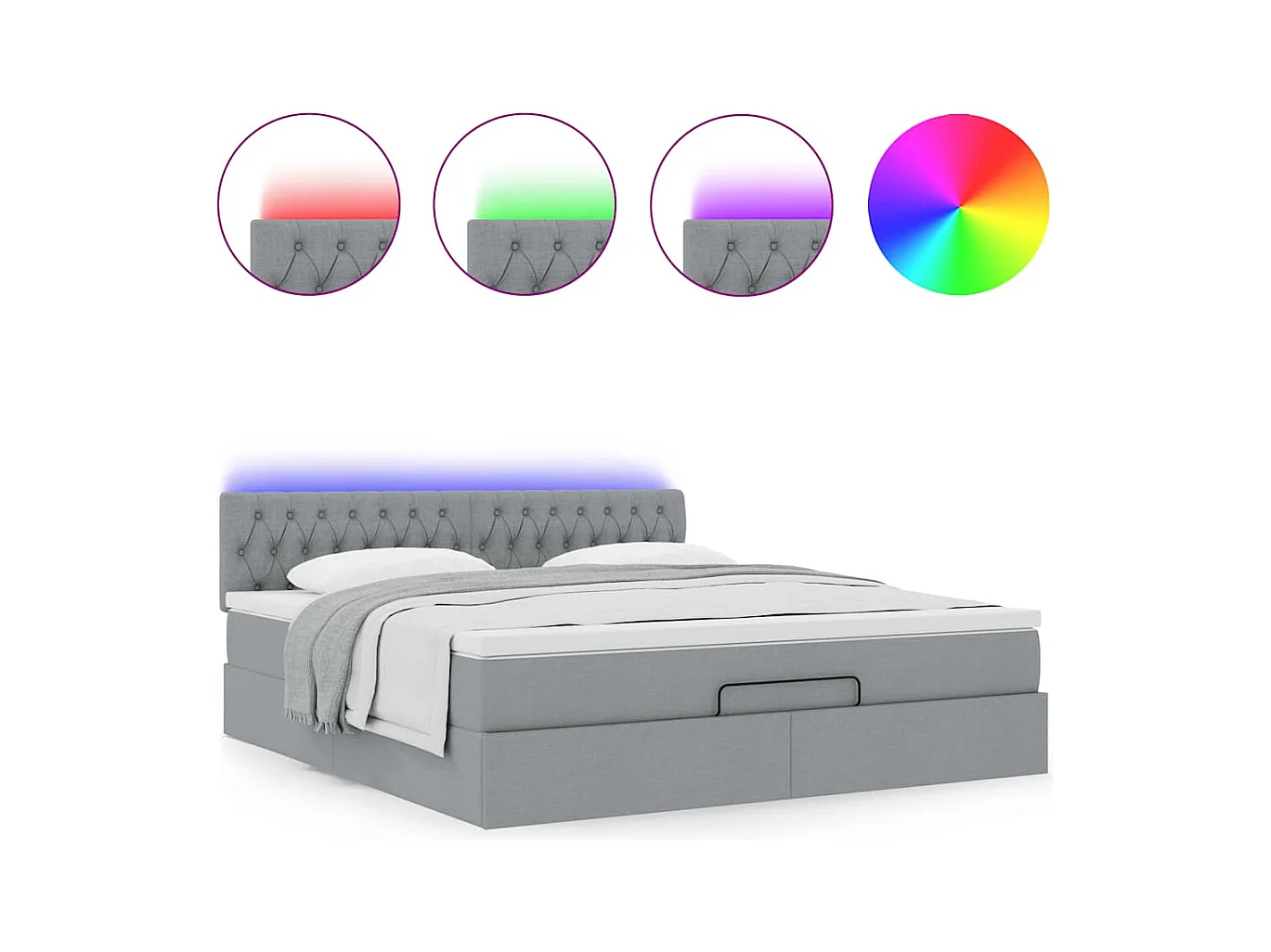 Lit ottoman avec matelas gris clair 160x200 cm tissu