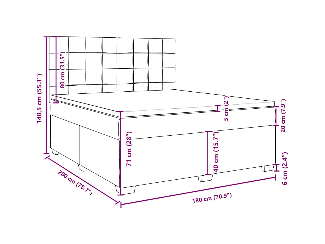 Boxspringbett mit Matratze Dunkelgrün 180x200 cm Samt